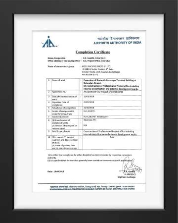 Aaoi Completion Certification Dehradun Airport