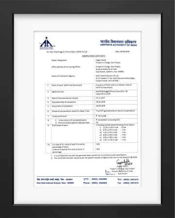 Aaoi Completion Certification Goa Airport