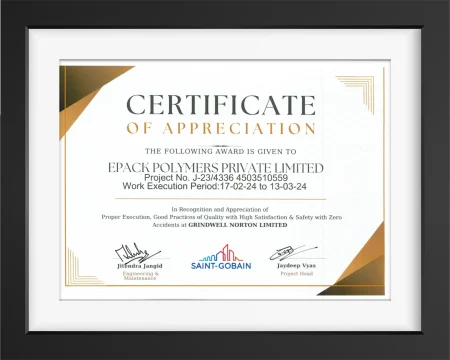 Saint Gobain Certificate Of Appriciation